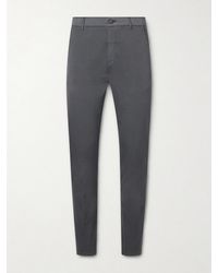 Eleventy - Straight-leg Pleated Stretch Cotton And Silk-blend Trousers - Lyst
