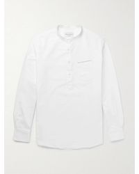 Officine Generale - Auguste Grandad-Collar Cotton Oxford Shirt - Lyst