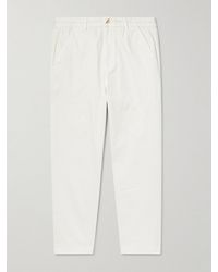 Folk - Anniversary Slim-Fit Straight-Leg Topstitched Cotton-Twill Trousers - Lyst