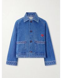 Bode - Embroidered Merino Wool-blend Denim Jacket - Lyst