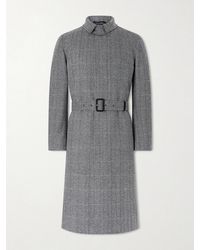 dunhill - Belted Herringbone Wool Trench Coat - Lyst
