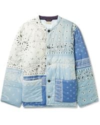 Kapital Quilted Patchwork Bandana-print Padded Cotton Jacket - Blue