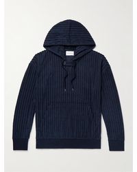 Club Monaco Ribbed Cotton-blend Terry Zip-up Hoodie - Blue