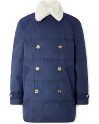 Brunello Cucinelli - Double-Breasted Shearling-Trimmed Quilted Wool Down Coat - Lyst