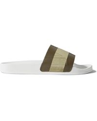 Frescobol Carioca - Humberto Striped Debossed Leather And Suede Slides - Lyst
