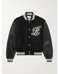 Agolde - Rsvp Gallery Logo-Appliquéd Leather-Trimmed Wool-Blend Felt Varsity Jacket - Lyst