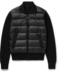 Tom Ford - Slim-fit Leather-trimmed Ribbed Wool And Quilted Shell Down Jacket - Lyst