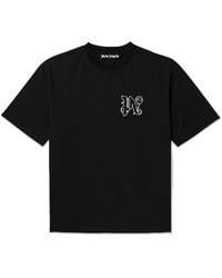 Palm Angels - Logo-embroidered Cotton-jersey T-shirt X - Lyst