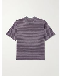 AURALEE - Striped Wool-Jersey T-Shirt - Lyst