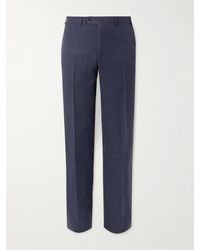 Canali - Slim-Fit Straight-Leg Linen And Silk-Blend Suit Trousers - Lyst