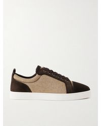 Christian Louboutin - Louis Junior Grosgrain-trimmed Suede And Canvas Sneakers - Lyst