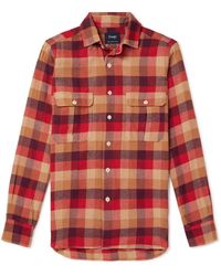 Drake's - Checked Cotton-madras Shirt - Lyst