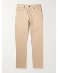 Zegna - Slim-fit Brushed Cotton-blend Trousers - Lyst