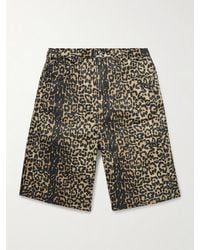 Rhude - Wide-leg Leopard-print Denim Shorts - Lyst