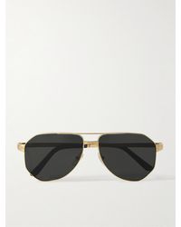 Cartier - Santos De Cartier Aviator-style Gold-tone Sunglasses - Lyst