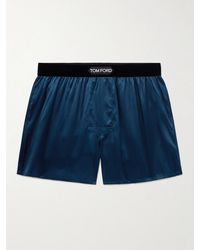 Tom Ford - Velvet-Trimmed Stretch-Silk Satin Boxer Shorts - Lyst