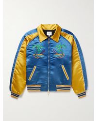 Rhude - Two-Tone Padded Logo-Embroidered Satin Bomber Jacket - Lyst