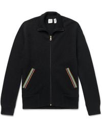 Paul Smith - Stripe-Trimmed Wool Zip-Up Cardigan - Lyst