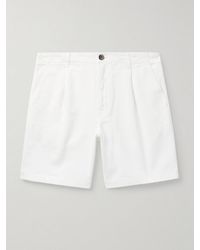 MR P. - Straight-Leg Pleated Organic Cotton-Blend Twill Shorts - Lyst