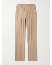 Massimo Alba - Slim-Fit Straight-Leg Pleated Cotton Trousers - Lyst