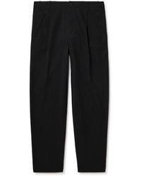Folk - Assembly Straight-Leg Pleated Cotton-Blend Seersucker Trousers - Lyst