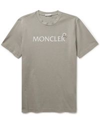 Moncler - Logo-flocked Appliquéd Cotton-jersey T-shirt - Lyst