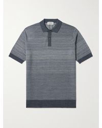John Smedley - Jacquard-knit Merino Wool Polo Shirt - Lyst