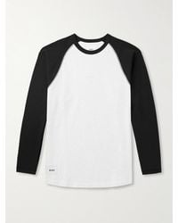 WTAPS - Ian Logo-Appliquéd Two-Tone Cotton-Jersey T-Shirt - Lyst