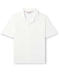 Brunello Cucinelli - Camp-collar Ribbed Cotton Shirt - Lyst