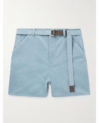 Sacai - Straight-leg Belted Faux Suede Shorts - Lyst