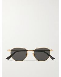 Bottega Veneta - Goldfarbene Sonnenbrille mit rundem Rahmen - Lyst