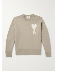 Ami Paris - Pullover in lana vergine con logo a intarsio - Lyst
