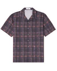 Theory - Irving Camp-collar Printed Linen Shirt - Lyst