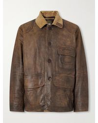 RRL - Corduroy-Trimmed Leather Jacket - Lyst
