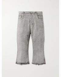 Rick Owens - Bolan Straight-Leg Frayed Denim Shorts - Lyst