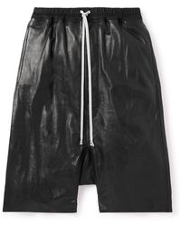Rick Owens - Pod Wide-leg Leather Drawstring Shorts - Lyst