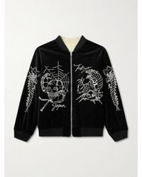 Neighborhood - Souvenir Reversible Embroidered Cotton-Velvet And Satin Bomber Jacket - Lyst