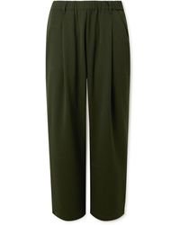 Dime - Straight-leg Pleated Logo-embroidered Twill Trousers - Lyst