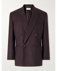 Saint Laurent - Double-Breasted Pinstriped Wool-Blend Suit Jacket - Lyst