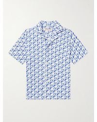 Orlebar Brown - 007 Howell Camp-Collar Printed Cotton-Terry Shirt - Lyst