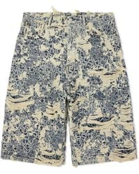 Acne Studios - Straight-Leg Logo-Jacquard Distressed Denim Shorts - Lyst