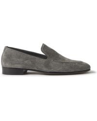 Manolo Blahnik - Truro Leather-trimmed Suede Loafers - Lyst