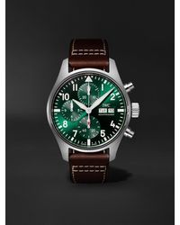 IWC Schaffhausen - Pilot's Automatic Chronograph 41mm Stainless Steel And Leather Watch - Lyst