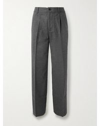 FRAME - Straight-Leg Pleated Wool-Blend Flannel Trousers - Lyst