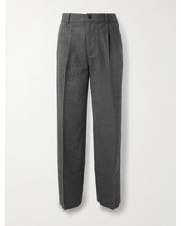 FRAME - Straight-Leg Pleated Wool-Blend Flannel Trousers - Lyst