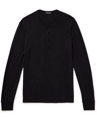 Tom Ford - Slim-fit Lyocell And Cotton-blend Jersey Henley T-shirt - Lyst