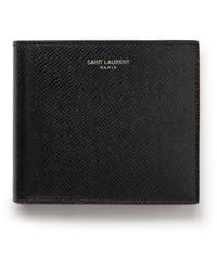 Saint Laurent - Logo-Embellished Upcycled Cross-Grain Leather Bifold Wallet - Lyst