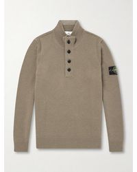 Stone Island - Virgin Wool-Blend Polo Sweater - Lyst