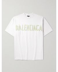 Balenciaga - Oversized-T-Shirt aus Baumwoll-Jersey mit Logoprint in Distressed-Optik - Lyst