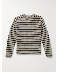 AURALEE - Striped Shetland Wool And Cashmere-Blend Sweater - Lyst